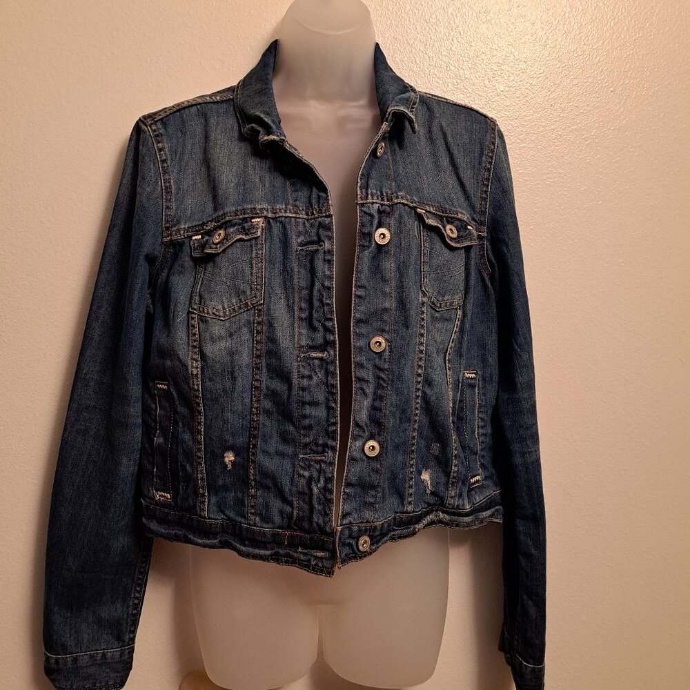 New With Tags Aeropostale Distressed,Cropped,Flannel Lined Denim Jean jacket